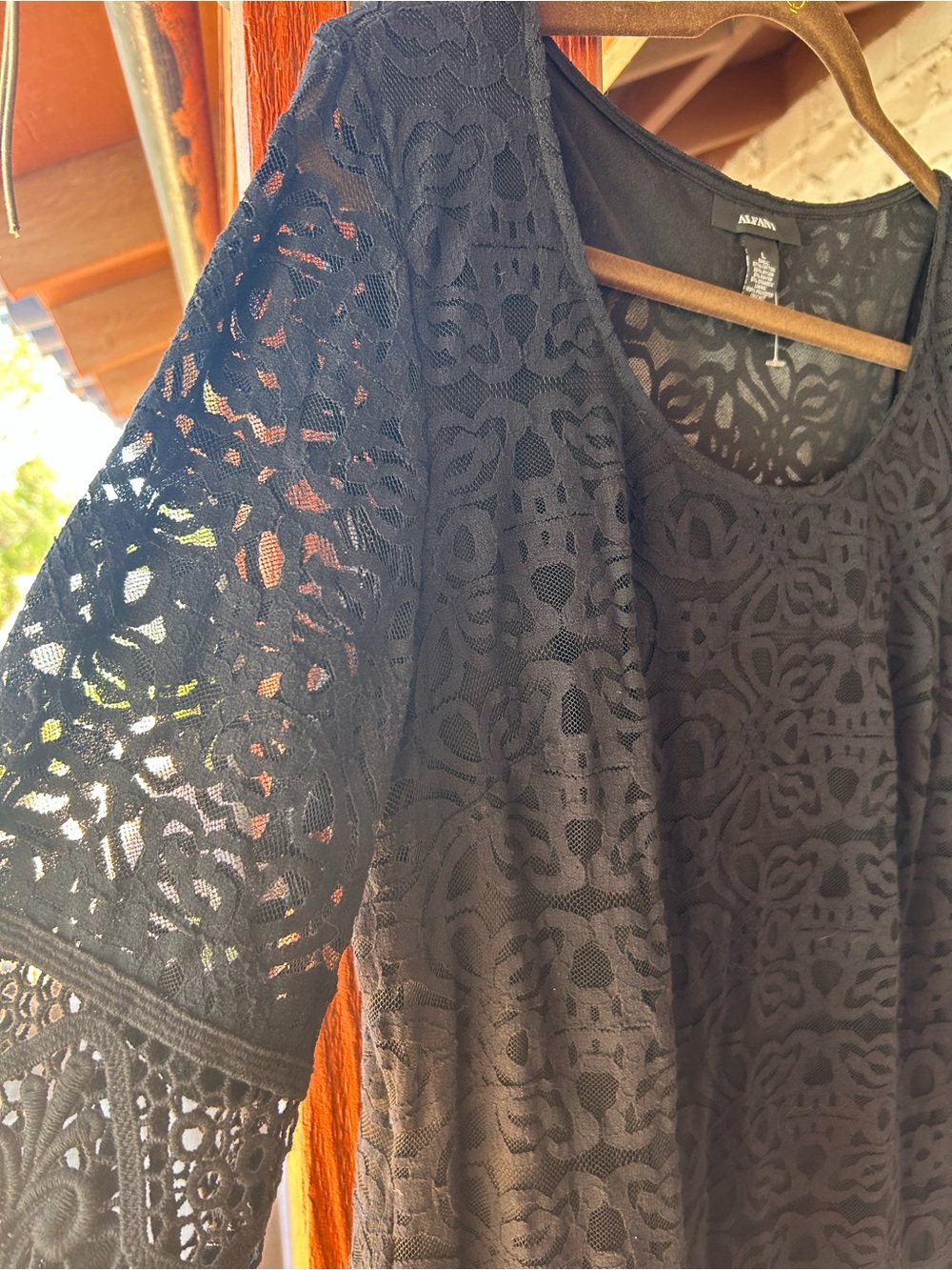 Alfani Black Floral Lace Scoop Neck Dress